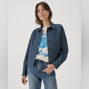 NWT Pact Organic Stretch Twill Denim Jacket Shadow Blue Medium